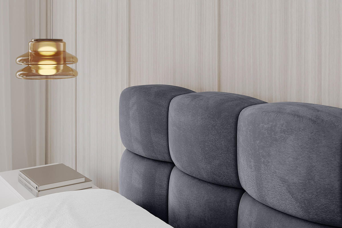 POLSTERBETT mit Bettkasten und Lattenrost, Boxbett ohne Matratze - LEYA-v1 200x200 Dunkelgrau - Dunkelgrau, Holzwerkstoff/Textil (200/200cm) - ALTDECOR