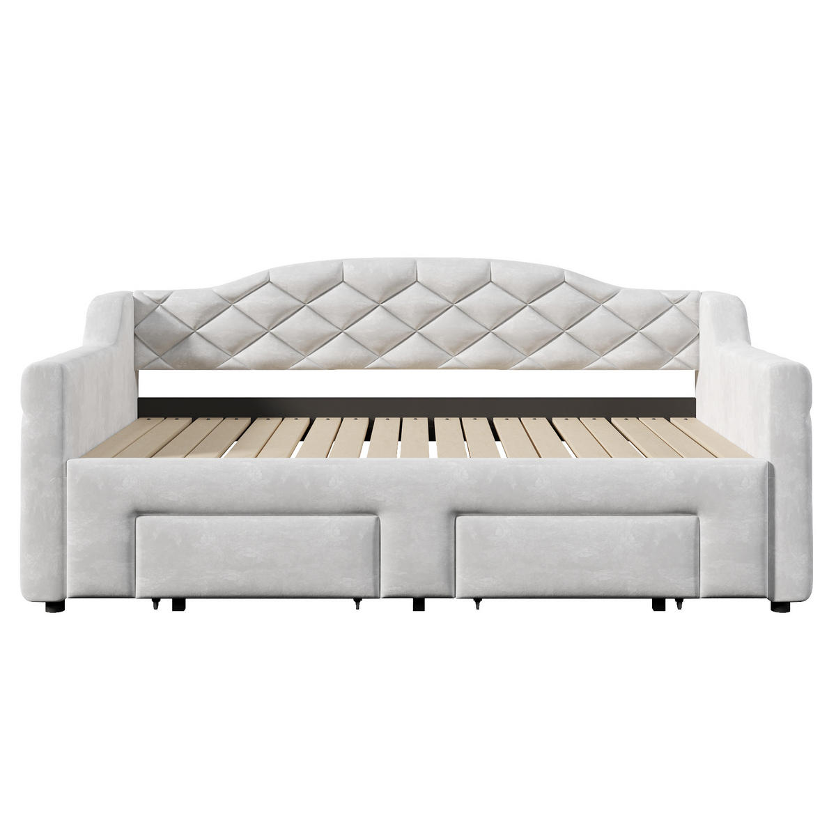 SCHLAFSOFA 90/200 cm & 180/200 cm in Grau mit 2 Schubladen und LED Stoff - Schwarz/Grau, Holzwerkstoff/Textil (90/200cm) - STILVORA