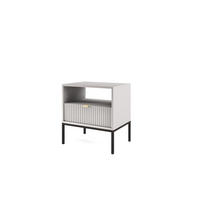 NACHTTISCH Nova - NOC, Geriffelte Front mit Goldenes Griffdesign 54x39x56 cm Grau - Graphitfarben/Schwarz, Holzwerkstoff/Kunststoff (54/56/39cm) - DomoHome