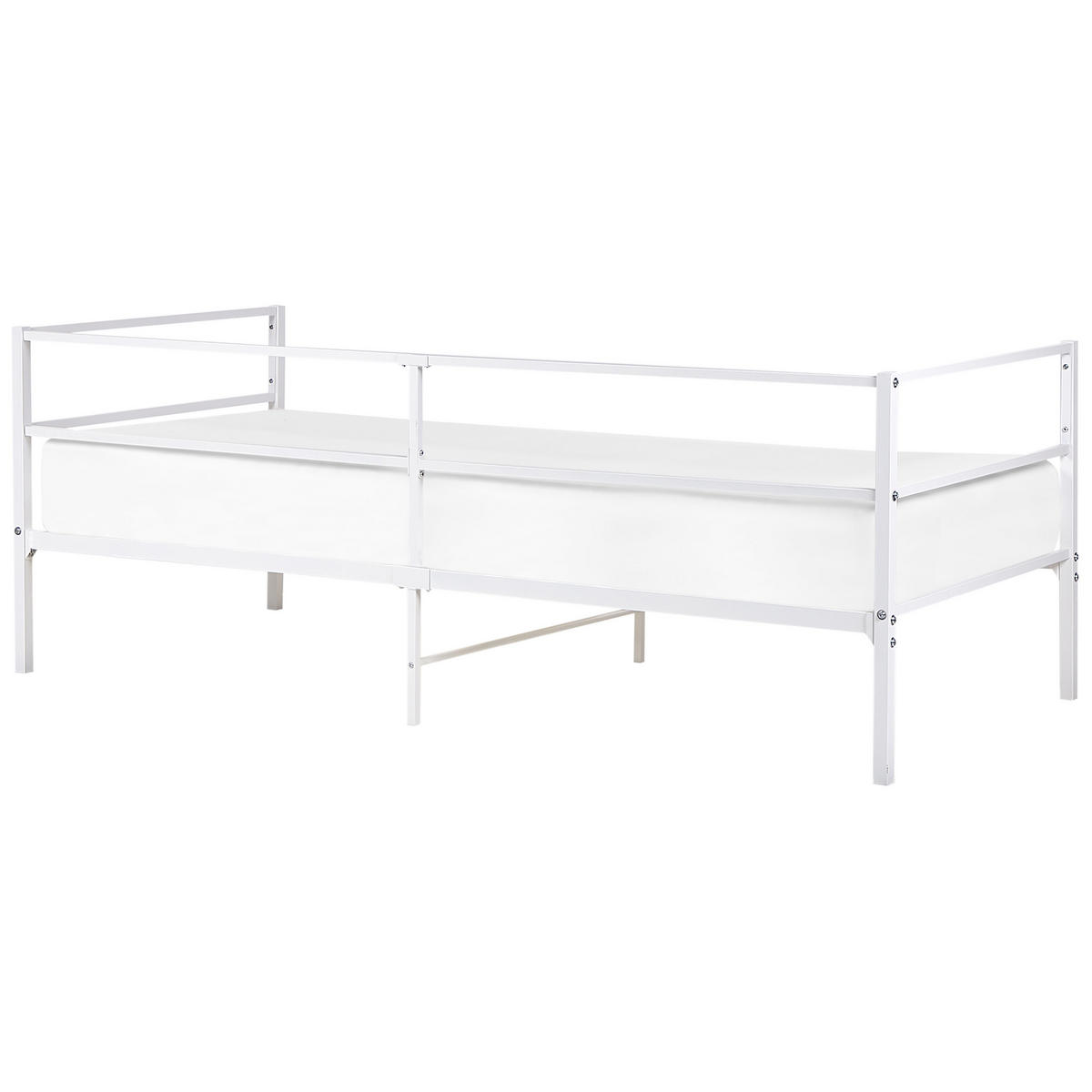 BETT mit Lattenrost 90x200 cm Weiß Battut - Weiß, Metall (90/200cm) - Beliani