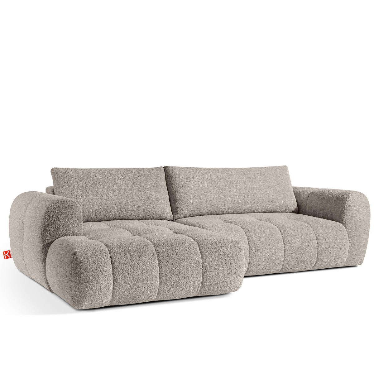 ECKSOFA LINKS LIRA, Grau, Bouclé - Grau, Holz/Holzwerkstoff (295/112cm) - KONSIMO®