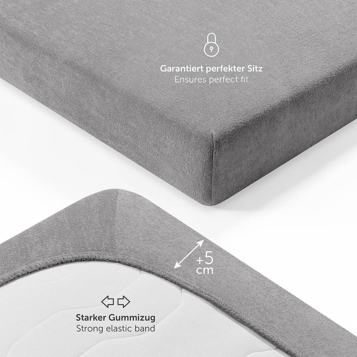 FROTÉ napínacie prestieradlo s certifikátom Oeko-TEX, 90x200x27cm, Grau - sivá, textil (90/200cm) - Blumtal