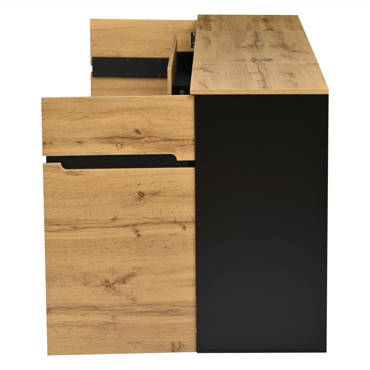 SIDEBOARD 160cm 2 Türen 4 Schubladen Holz Schwarz grifflos modern - Schwarz, Holzwerkstoff (40/80/160cm) - FLIEKS