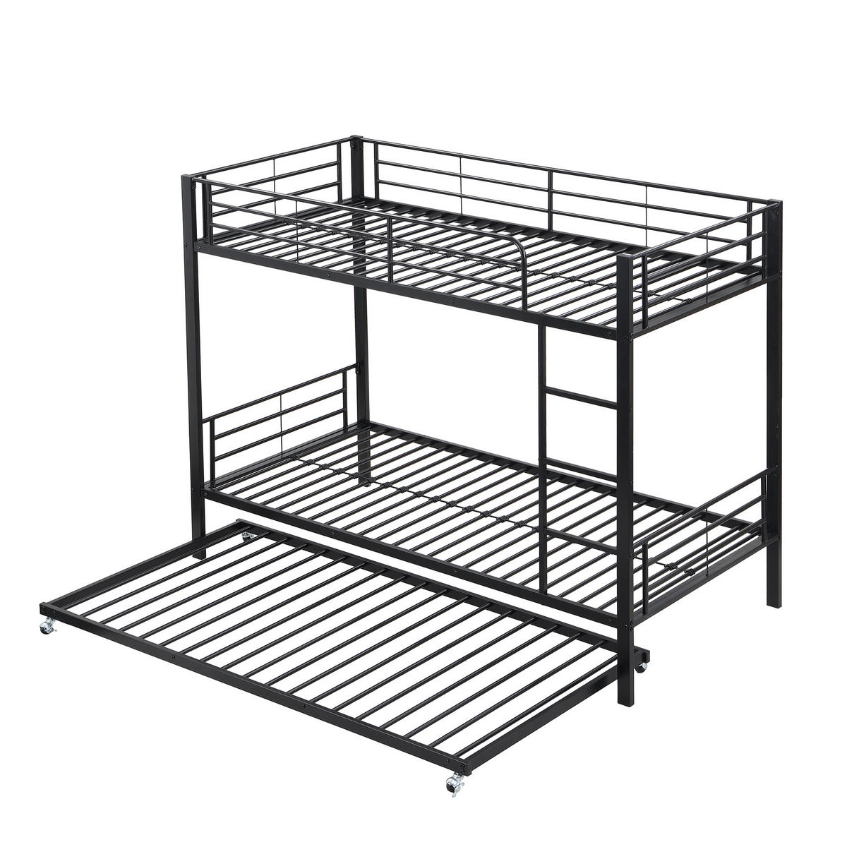 ETAGENBETT aus Metall 90x200 cm in Schwarz mit Ausziehbett - Schwarz, Metall (90/190cm) - Modfu