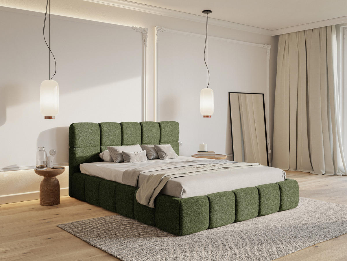 POLSTERBETT Cloudy Olivgrün Chenille 180 cm - Olivgrün, Textil (180/200cm) - Selsey