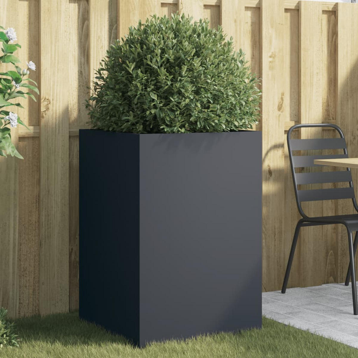 PFLANZKÜBEL Anthrazit 52/48/75 Cm Stahl - Anthrazit, Metall (52/75/48cm) - vidaXL