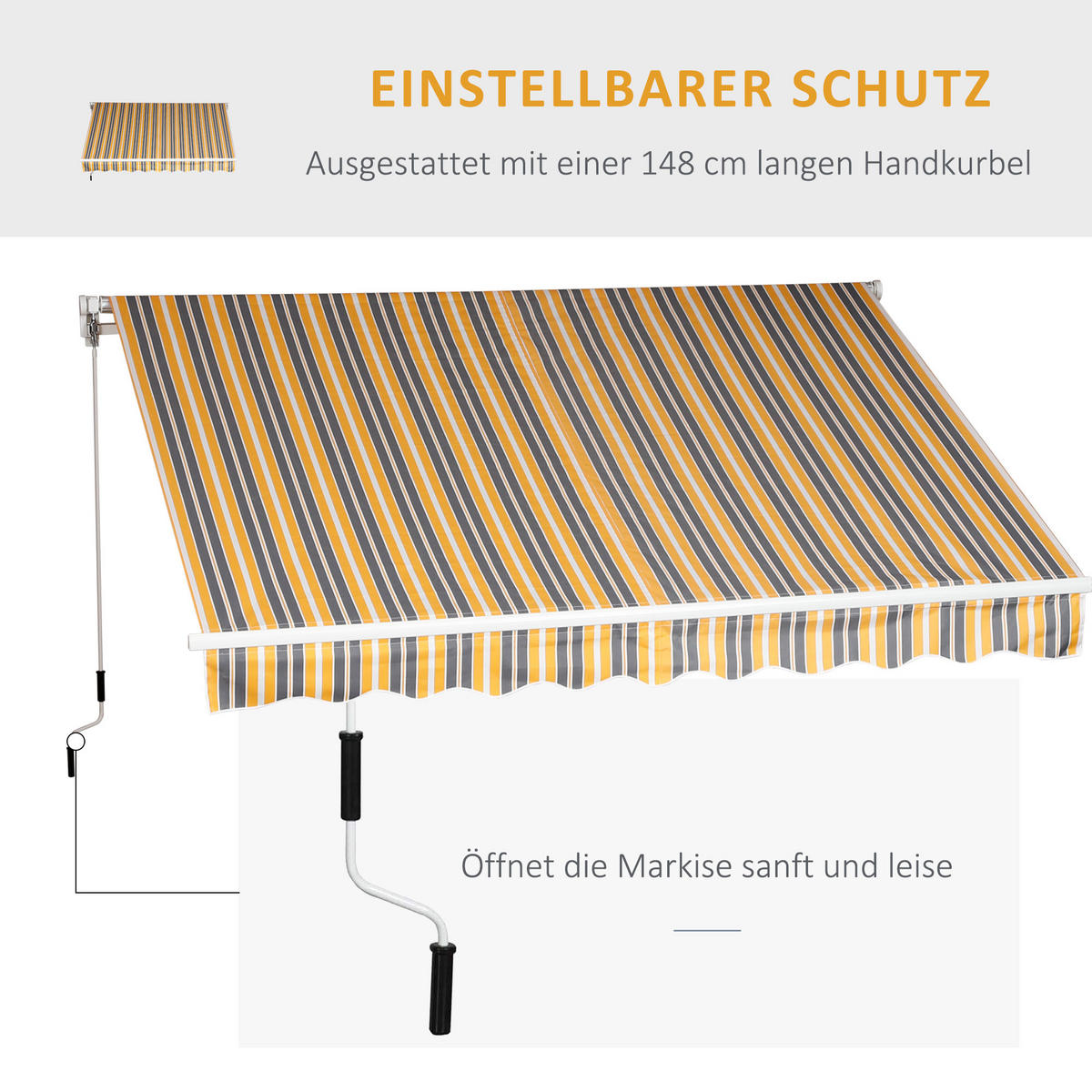 MARKISE Alu+Polyester Gelb+Grau - Gelb/Grau, Kunststoff/Metall (245/2/295cm) - Outsunny