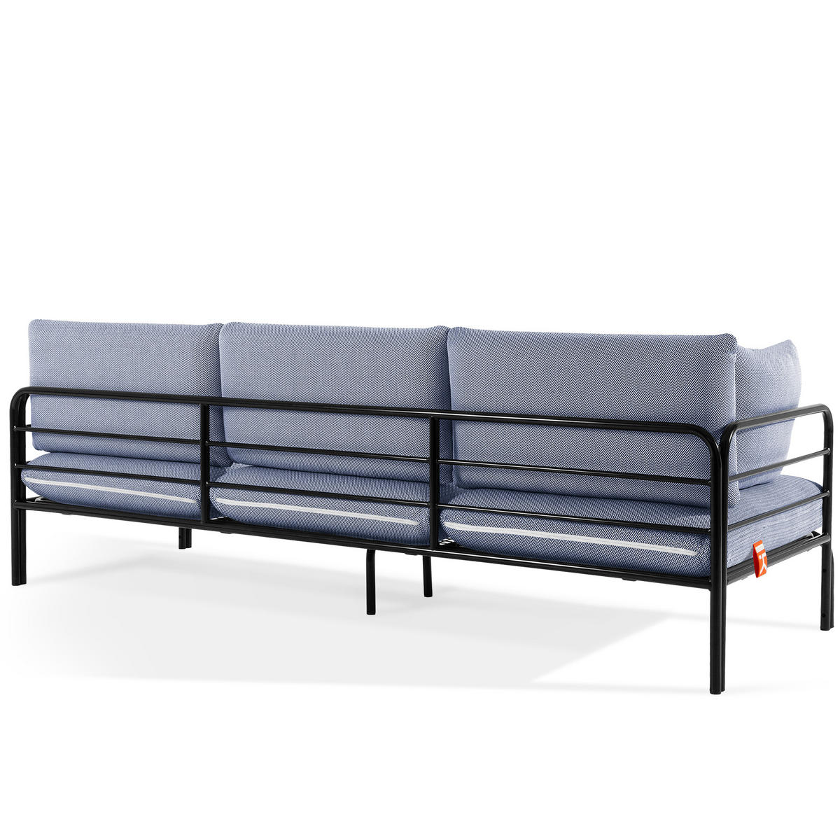 GARTENSOFA RAMBE 3-Personen mit Kissen, Anthrazit - Anthrazit/Dunkelblau, Textil/Metall (225/80/80cm) - KONSIMO®