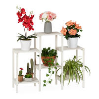 BLUMENREGAL - Weiß, Holz (89/70/26.5cm) - Relaxdays