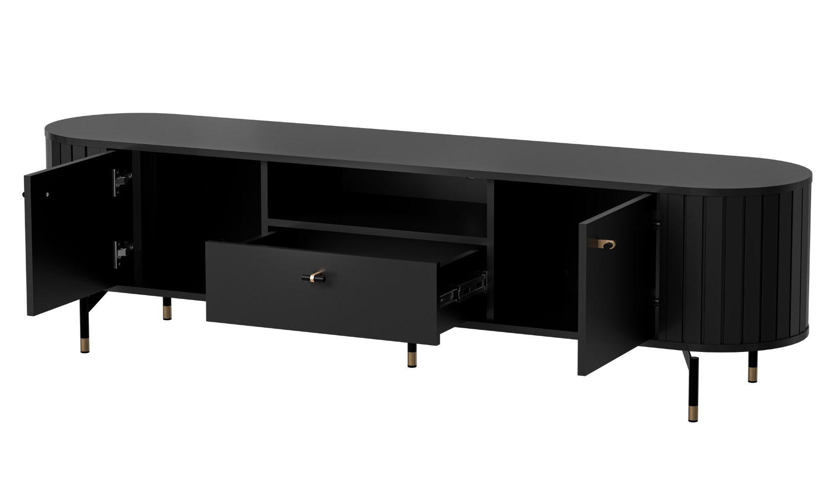 Thumbnail - Feldmann-Wohnen Lowboard, Schwarz, Holz, 1 Schubladen, 180x49x40 cm, Wohnzimmer, Wohnwände, Lowboards, Lowboards stehend