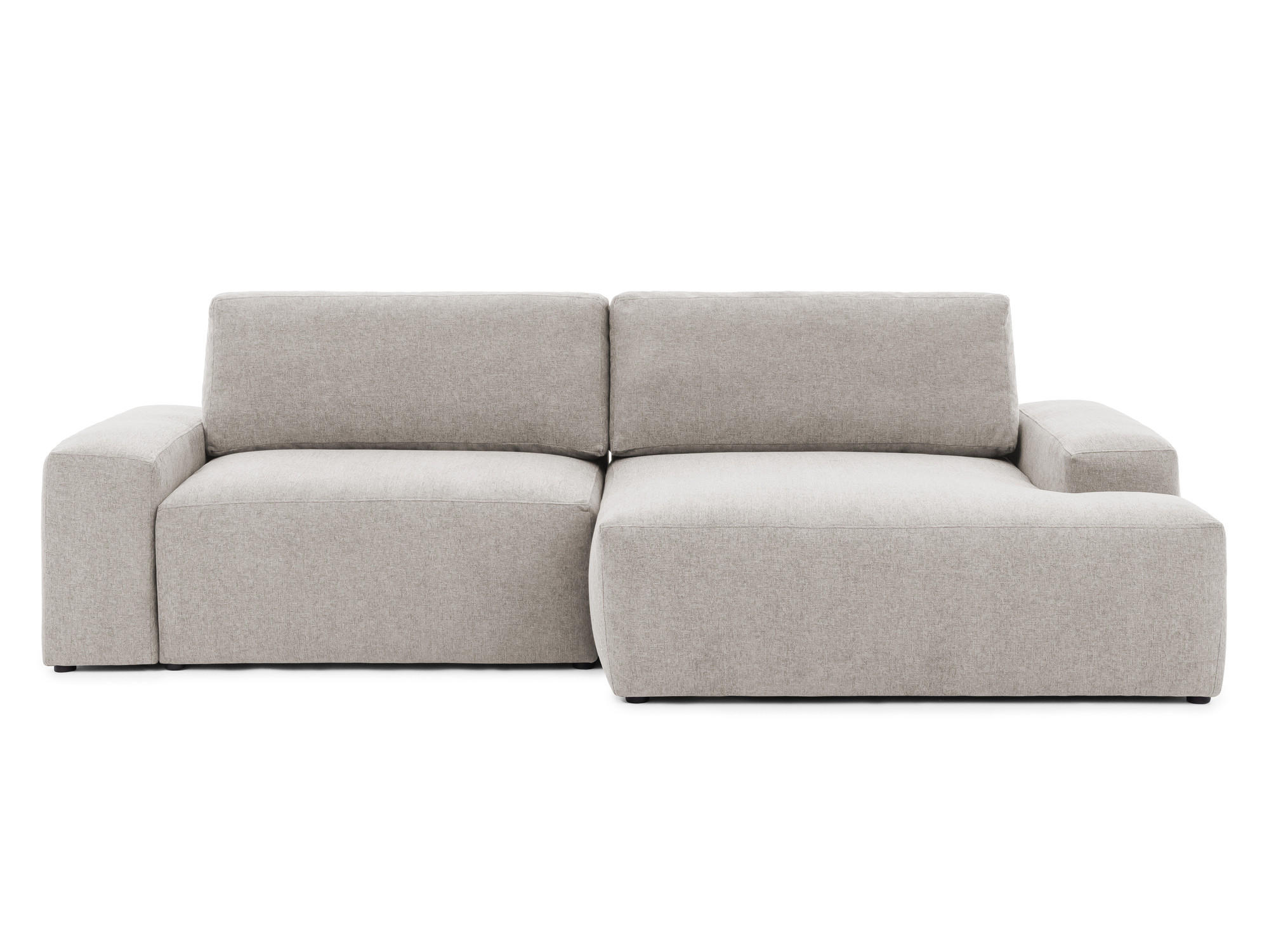 ECKSOFA Lennon aus Beige Strukturstoff mit Schlaffunktion und Bettkasten - Beige/Schwarz, Holz/Kunststoff (264/137cm) - S-Style