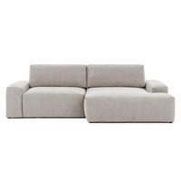 ECKSOFA Lennon aus Beige Strukturstoff mit Schlaffunktion und Bettkasten - Beige/Schwarz, Holz/Kunststoff (264/137cm) - S-Style