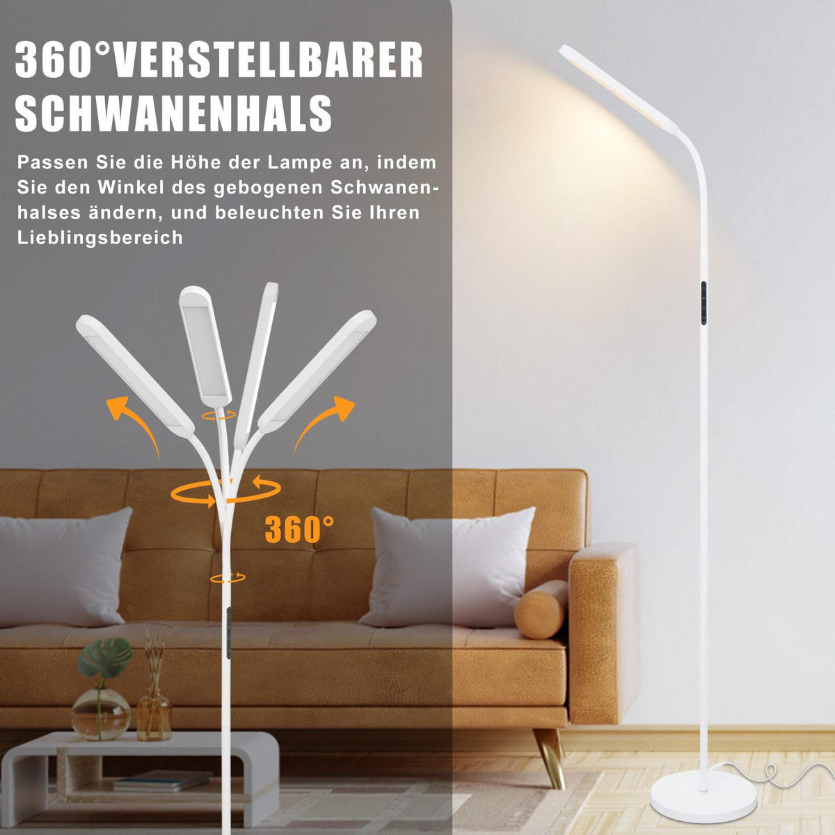LED-STEHLAMPE Yanchak 137.1/6/22.8cm - Weiß, Metall (137.1/6/22.8cm) - Nettlife