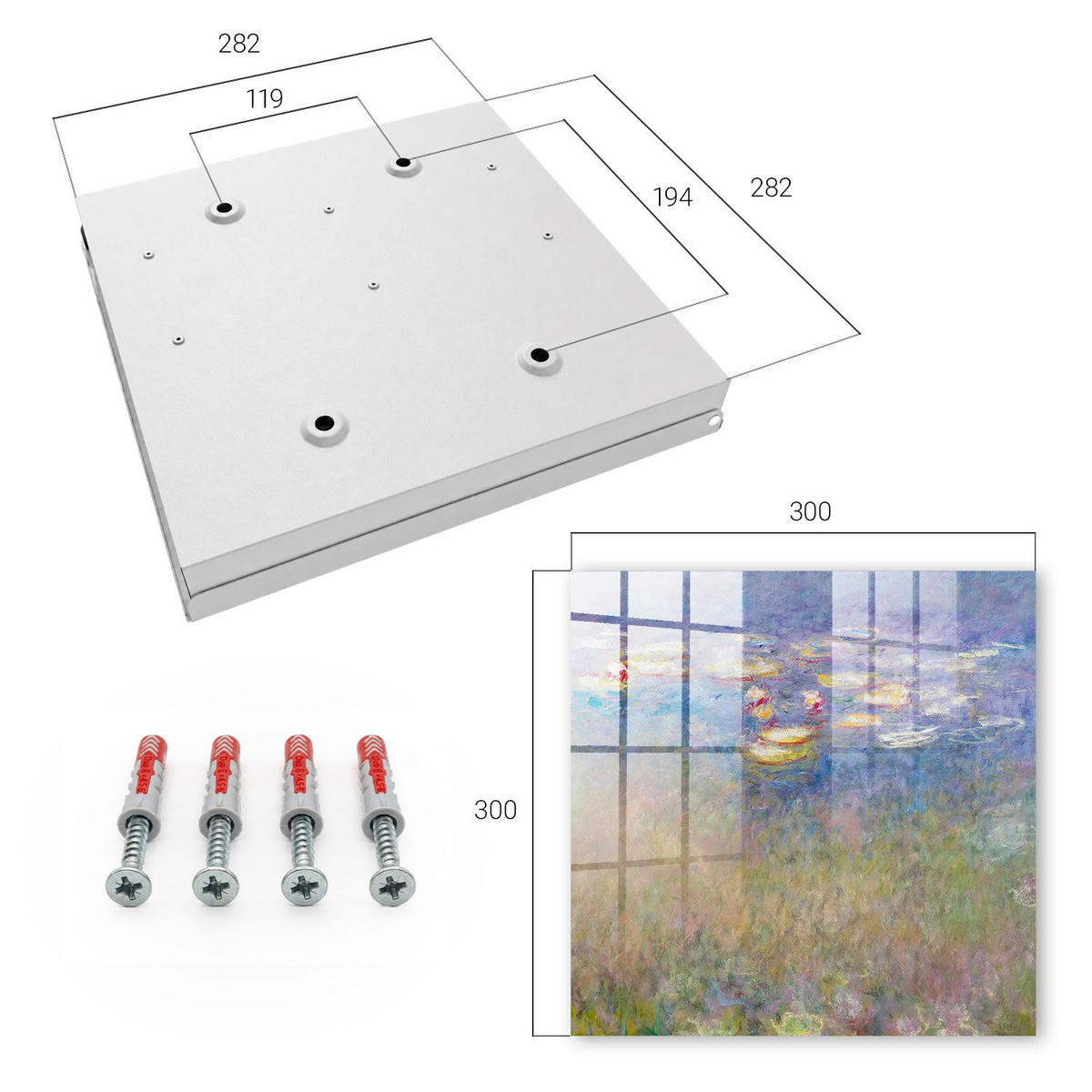SCHLÜSSELBOX Weiß 30x30 cm – Türöffnung nach rechts - Lilien Lilien - Lila, Metall (30/30/5cm) - TULUP