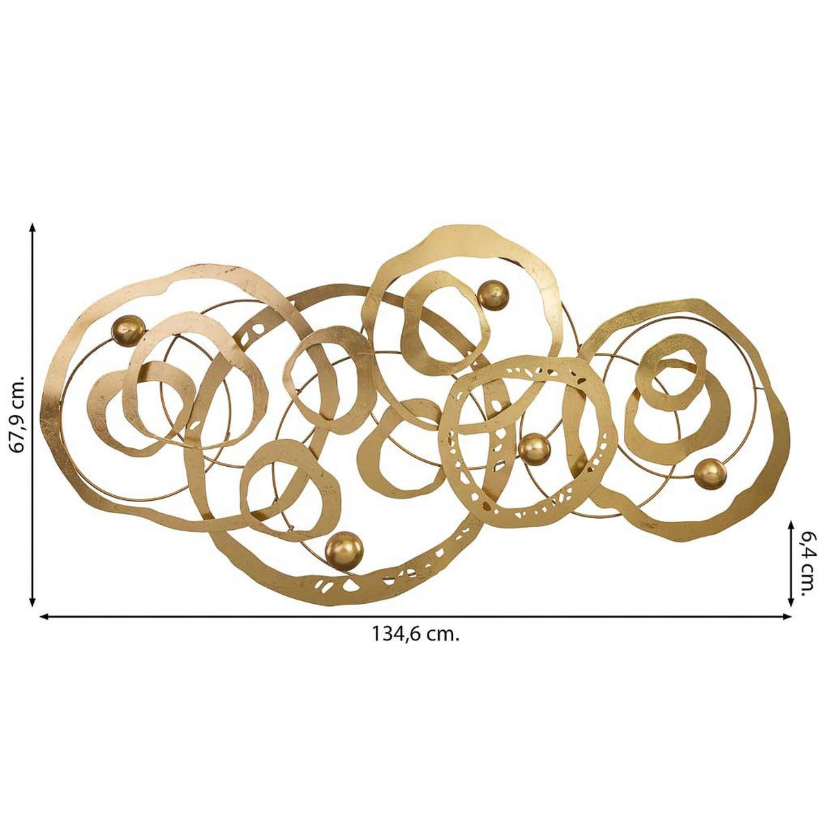 WANDDEKO-OBJEKT aus Metall, 135x68x6cm - Goldfarben, Metall (134.6/6.4/67.9cm) - Wanderlust