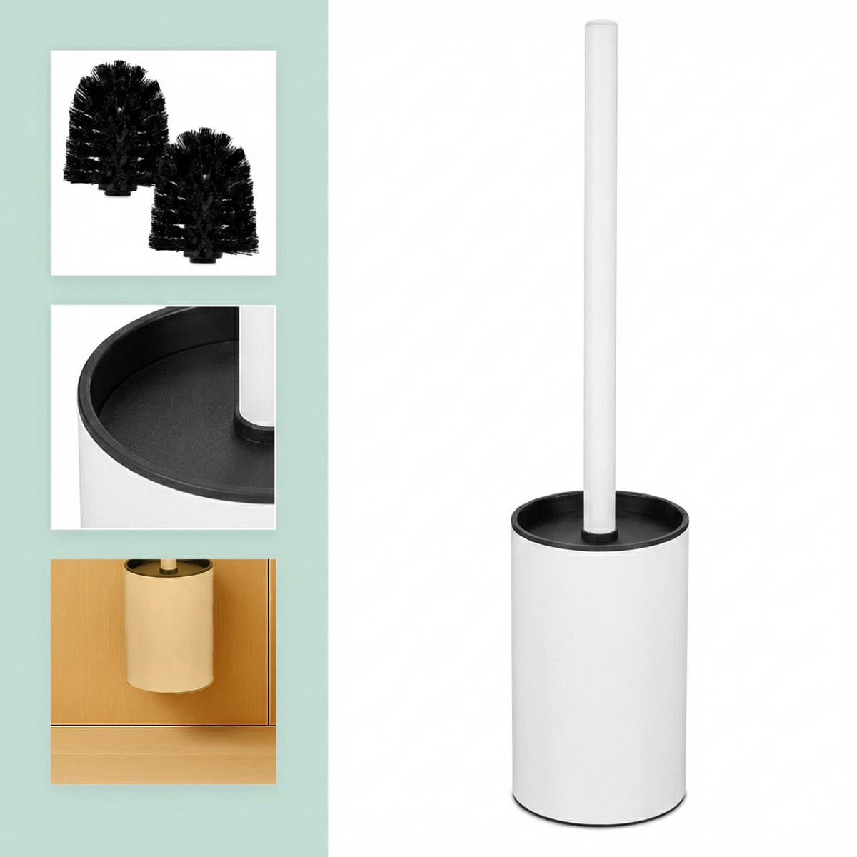 TOALETNÍ štětka - bílá, kov/plast (9/38.5/10cm) - Relaxdays