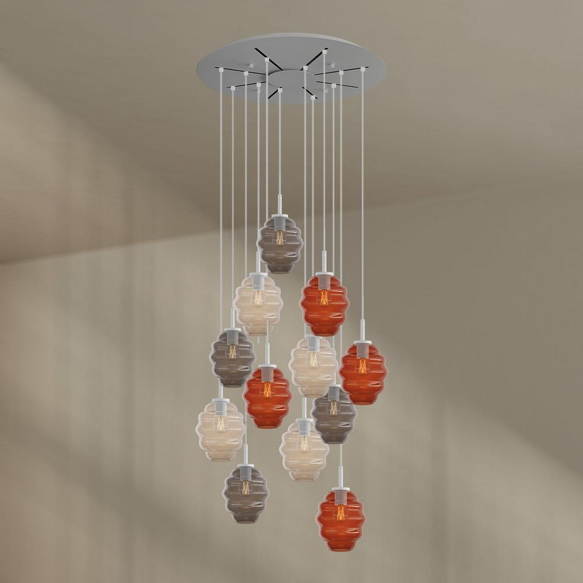 GALERIELEUCHTE Echos 12-flammig Braun Ø 18cm - Schwarz/Braun, Glas (18/18/20cm) - s.luce