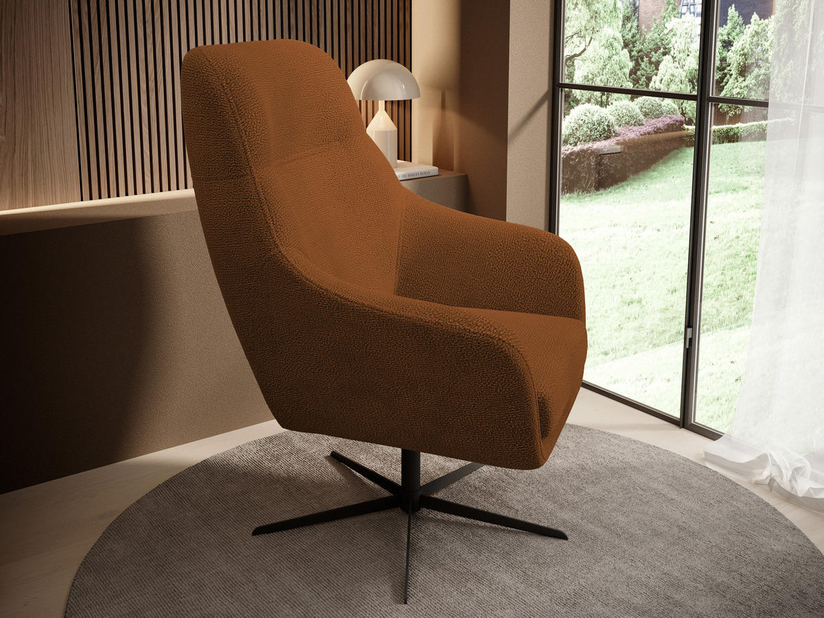 RELAXSESSEL Collection Drehstuhl CUBO – komfortabel, drehbar, modernes Design, 76x97x76 cm, Farbe - Roségold/Schwarz, Holz/Textil (76/97/76cm) - DomoHome
