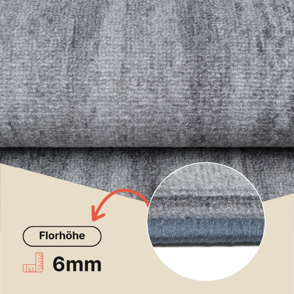 TEPPICHLÄUFER Anti-Rutsch Graphitfarben rutschfest Gummiunterlage 100/100 cm - Graphitfarben, Textil (100/100cm) - Tapiso