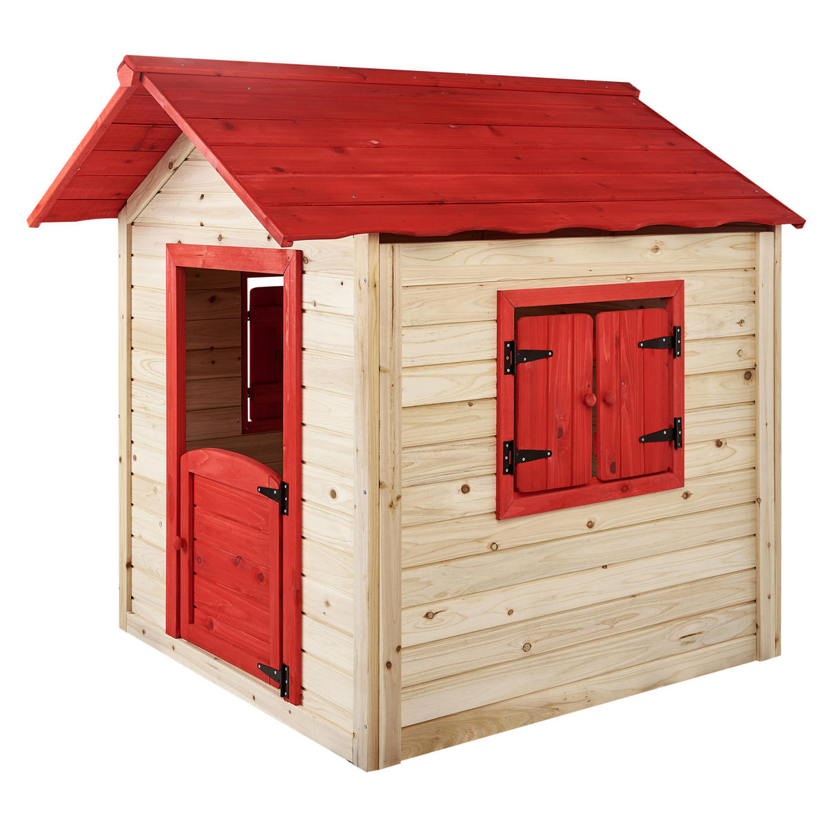 GARTENSPIELHAUS Heller Holzfarbton Pelopio - Hellbraun/Rot, Holz (138/131/111cm) - Beliani