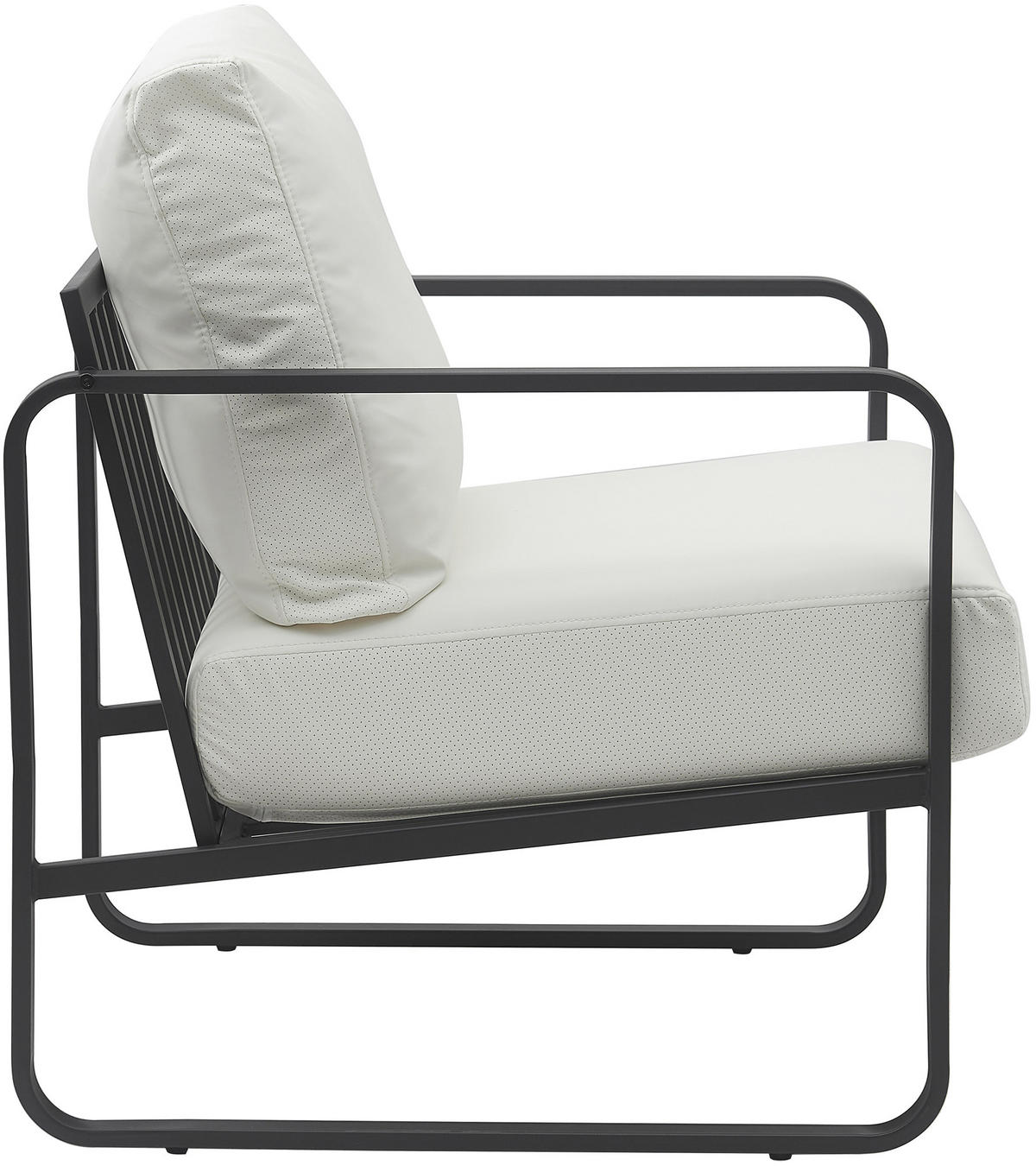 SESSEL Lederlook weiß - Schwarz/Weiß, Textil/Metall (70/82/74cm) - CLP
