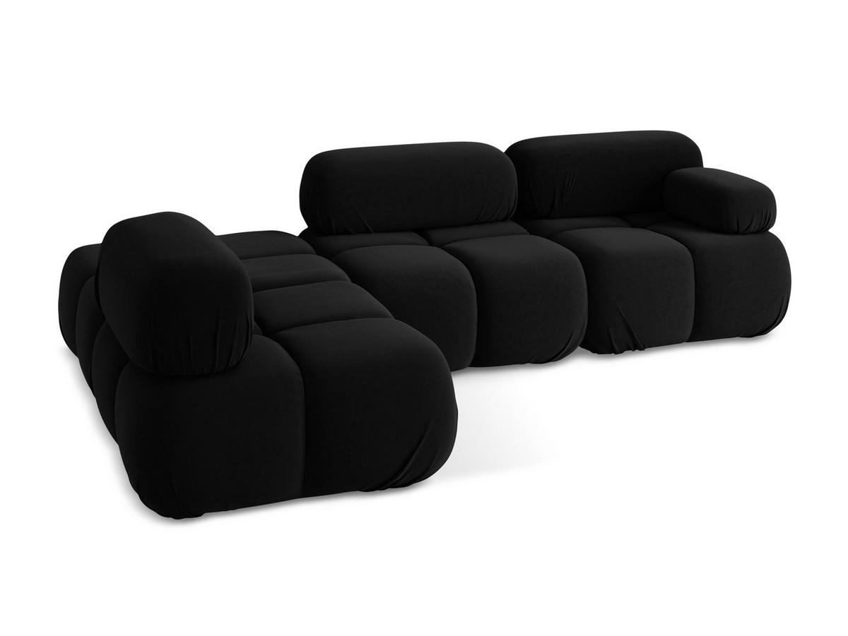 ECKSOFA Links Samt Stoff Schwarz - Schwarz/Orange, Kunststoff/Textil (190/285cm) - Makamii
