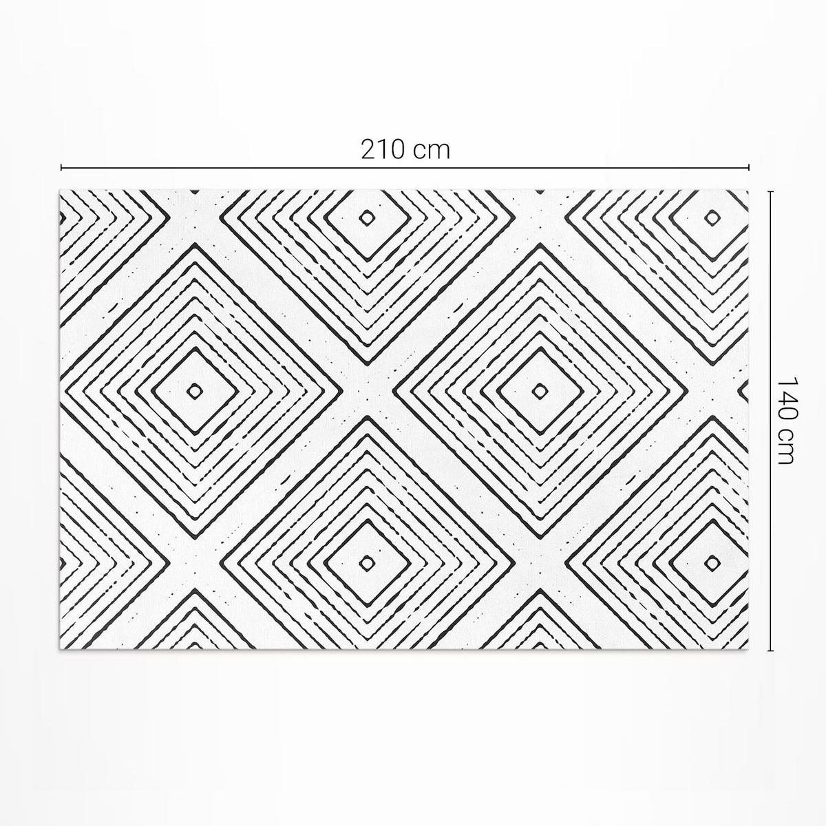 TEPPICH 140x210 cm Regelmäßige Quadrate Boho Muster - Weiß, Kunststoff (140/210cm) - Wallfluent