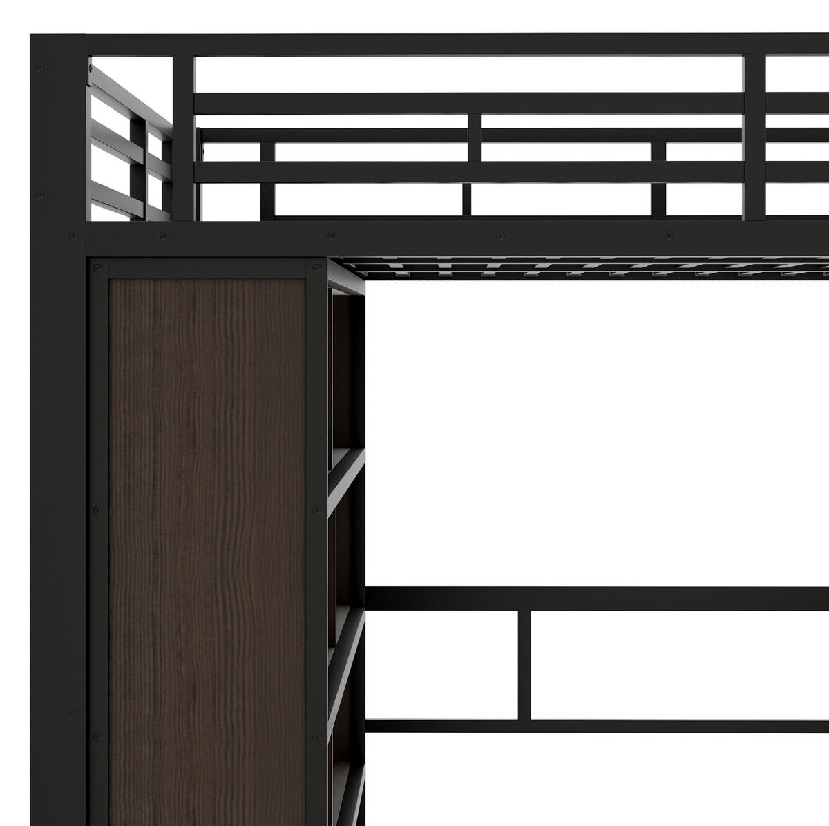 HOCHBETT 140/200 cm Schwarz aus Metall mit Schreibtisch und Stauraum - Schwarz, Metall (140/200cm) - OKMYHOME