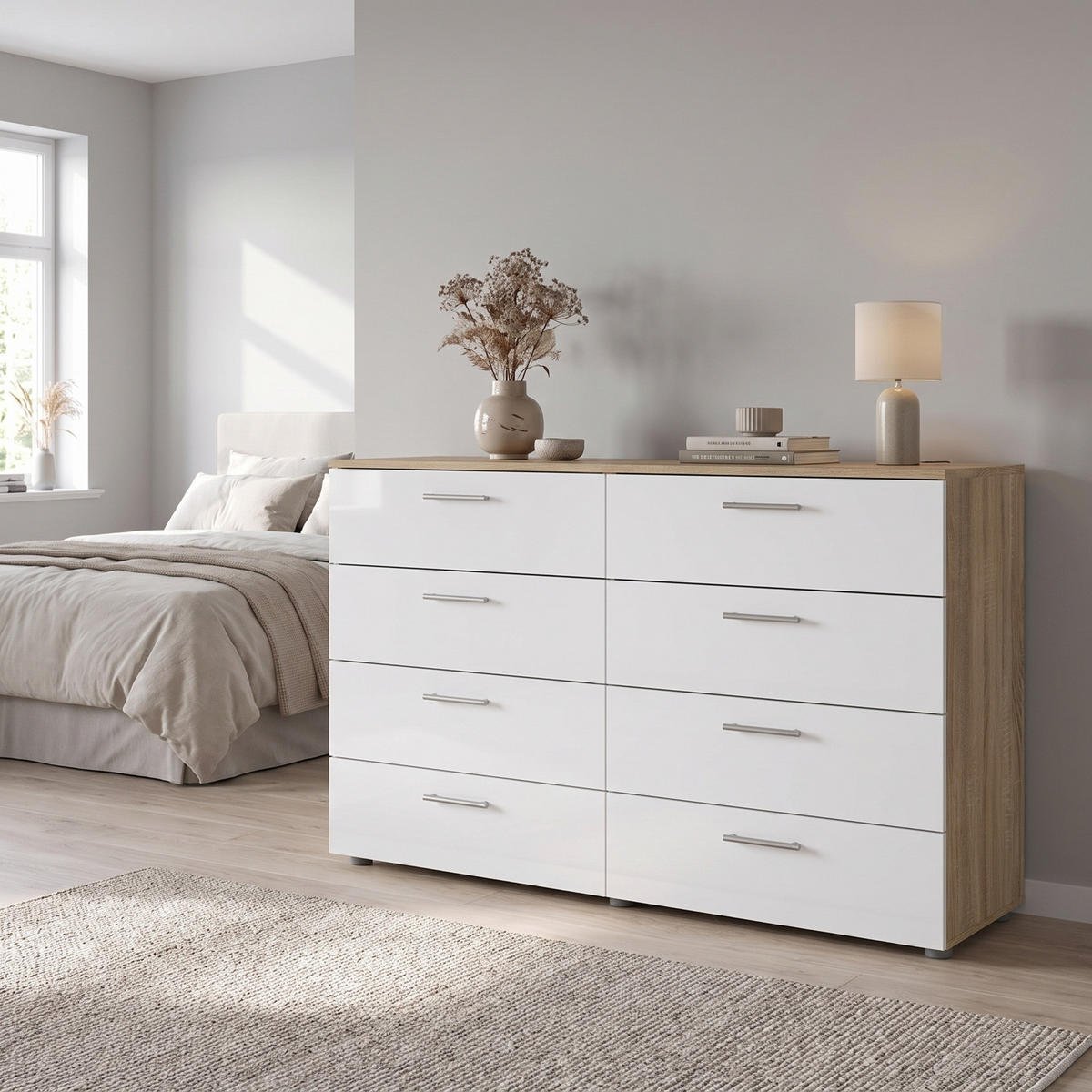 BYRÅ Pepe 140 x 40 x 82 cm – ekfärgad - Ekfärgad, Träbaserade material (140/82/40cm) - ebuy24