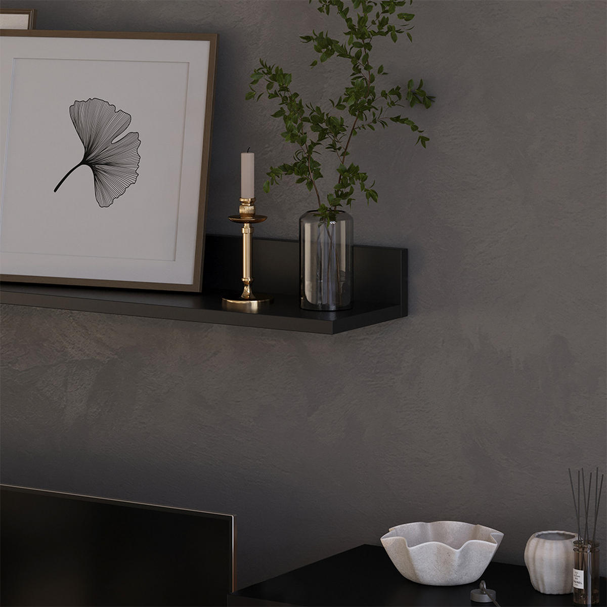 NÁSTĚNNÁ SKŘÍŇKA Berno Černý/pískový dub - černá/Sonoma dub, kompozitní dřevo (139.8/38.9/35.3cm) - Vicco