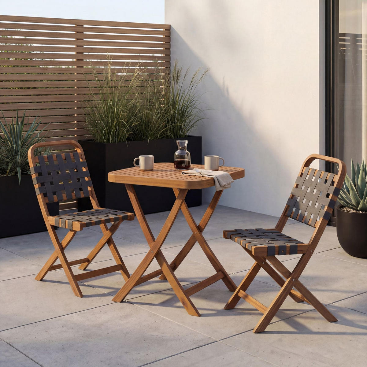 GARTEN-SET Braun, Grau - Braun/Grau, Holz - MCW