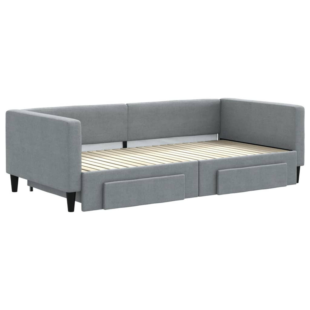 TAGESBETT Ausziehbar Mit Schubladen Hellgrau 100/200 Cm Stoff - Grau, Textil (100/200cm) - vidaXL