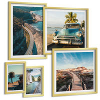 BILDER SET 5er Set - 50x50 cm & 20x30 cm & 40x60 cm Goldrahmen - Fuji-Torii-Bambuswald, Japan - Goldfarben, Kunststoff (40/60cm) - TULUP