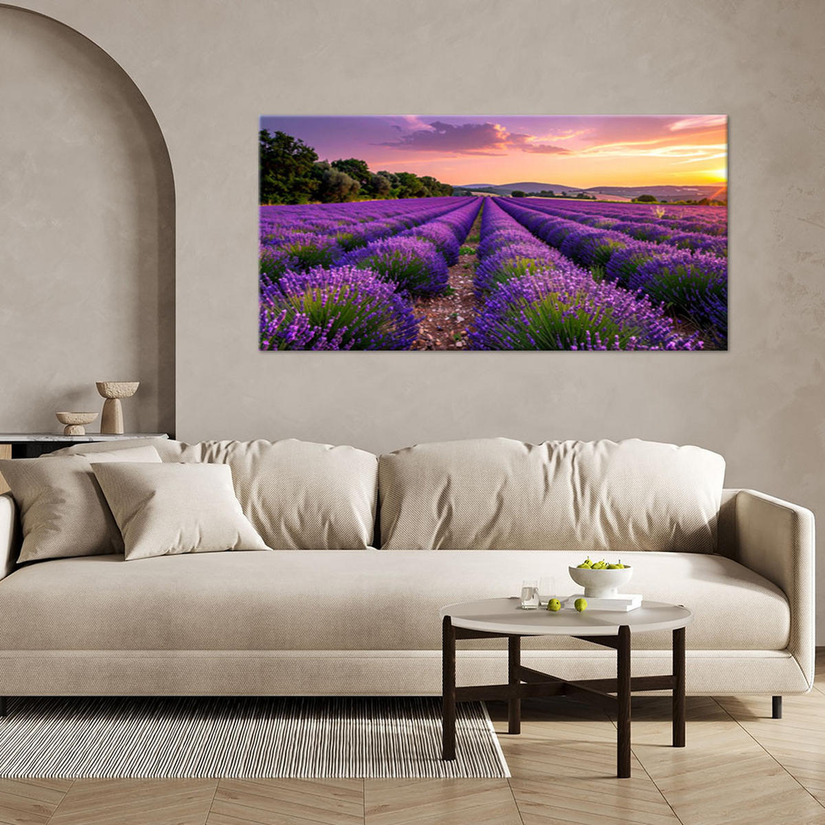 LEINWANDBILD Landschaften 120x60cm - Lila, Textil (120/60cm) - Feeby