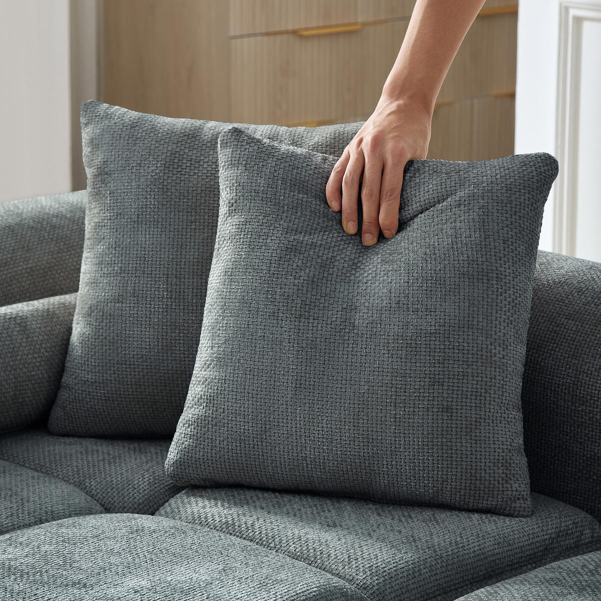 ECKSOFA 263/132.5/68 cm Blau Chenille - Blau, Textil (263/132.5cm) - Oxeza