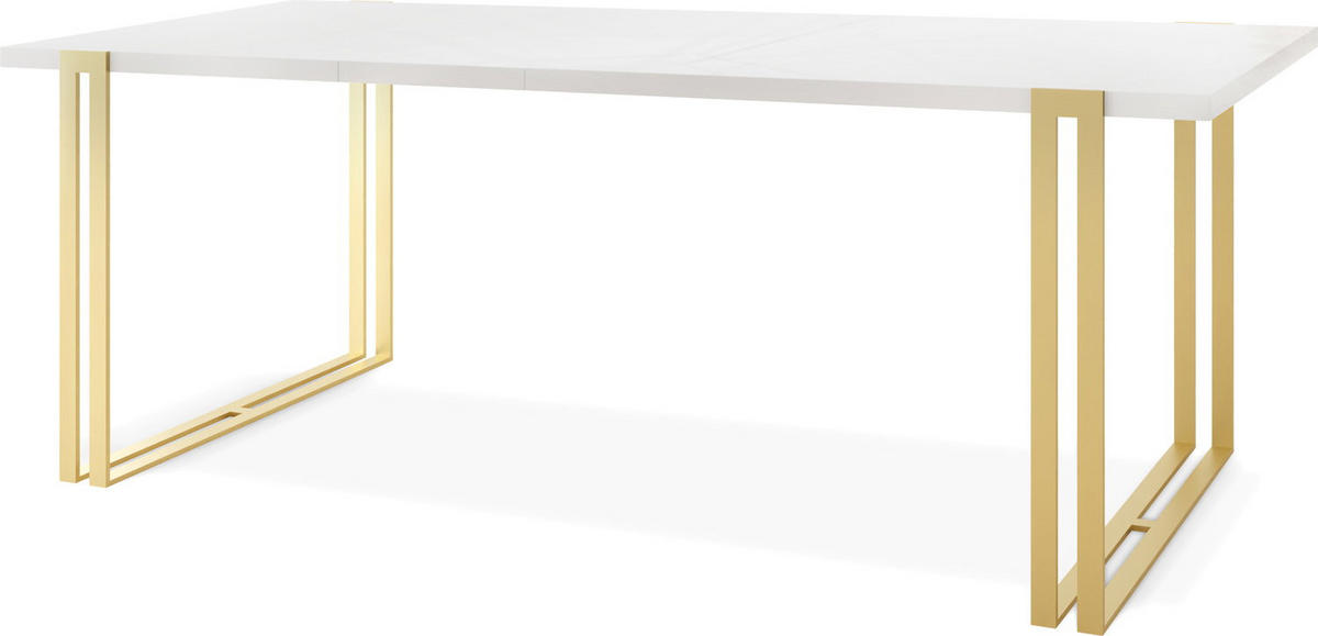 ESSTISCH Stella rechteckig ausziehbar, Weiß 160-260/90/76 cm - Goldfarben/Weiß, Holzwerkstoff/Metall (90/260/76cm) - WFL GROUP