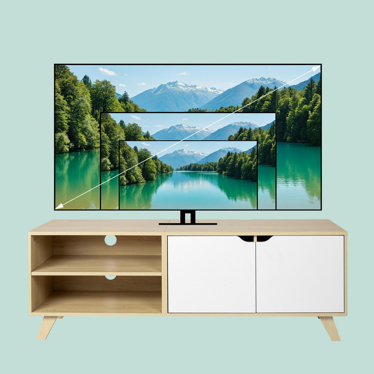 TV-LOWBOARD - Hellbraun, Holzwerkstoff (140/50/40cm) - Relaxdays
