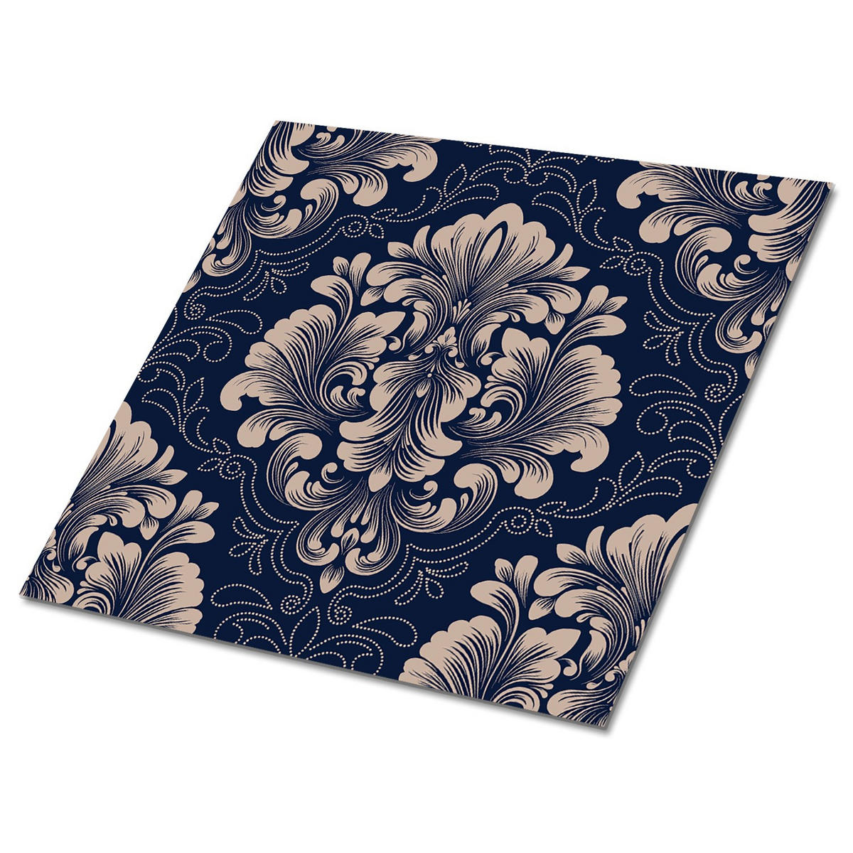 FLIESENAUFKLEBER 9 Stück 30x30 cm selbstklebend Damastmuster - Blau, Textil (30/1.6/30cm) - TULUP