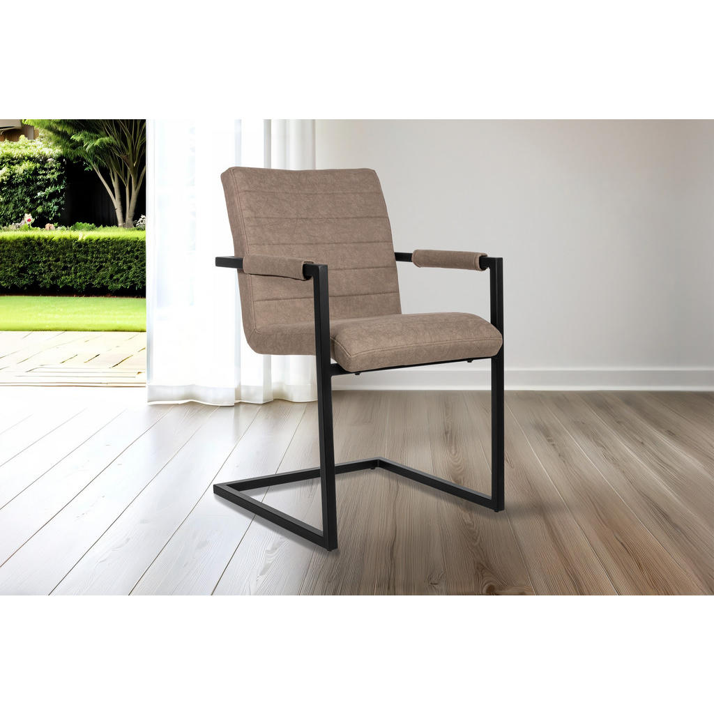 Thumbnail - SAM Freischwinger, Taupe, Leder, Rechteckig, 46x84x42 cm, Esszimmer, Stühle, Esszimmerstühle, Vierfußstühle