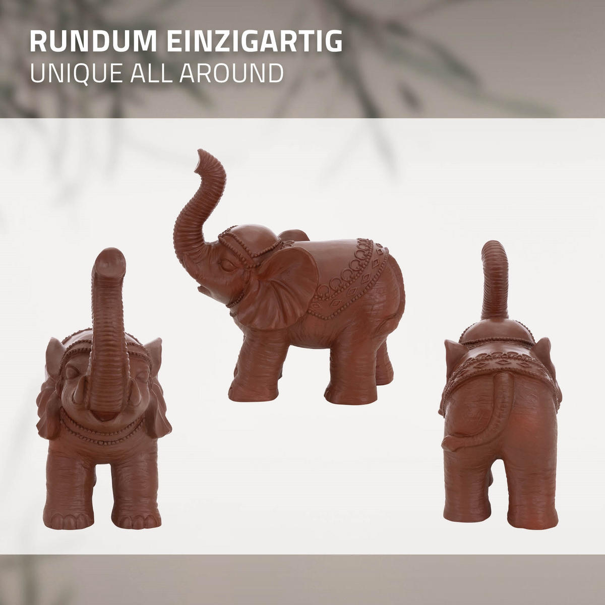 DEKO ELEFANT Figurka hnědá 36x19x39 cm z plastu - hnědá, keramika (19/39/36cm) - ML-DESIGN