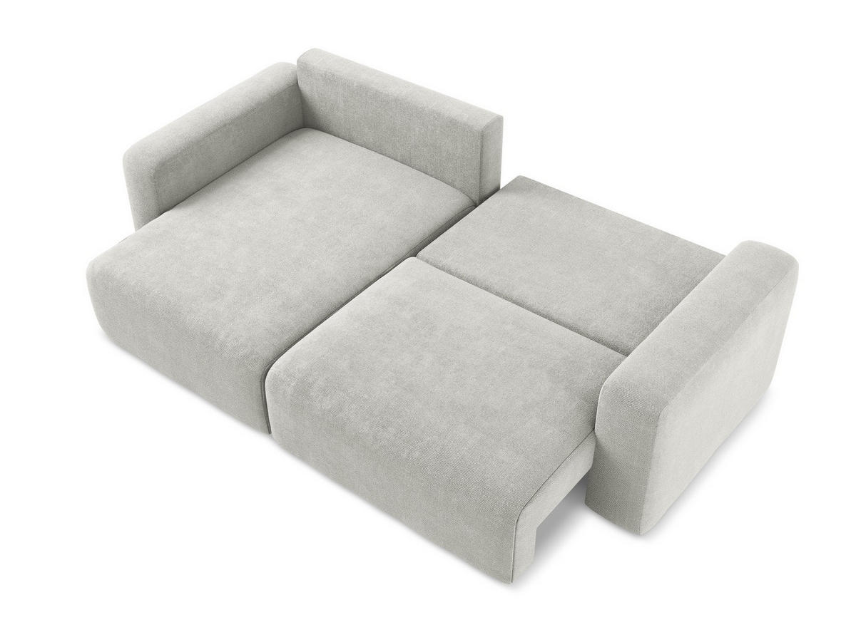 ECKSOFA mit Schlaffunktion links Chenille Stoff Grau - Hellgrau/Schwarz, Kunststoff/Textil (149/244cm) - Makamii