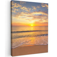 LEINWANDBILD Strand - Sonnenuntergang - Meer 60x80 cm - Gelb, Textil (60/80cm) - MuchoWow