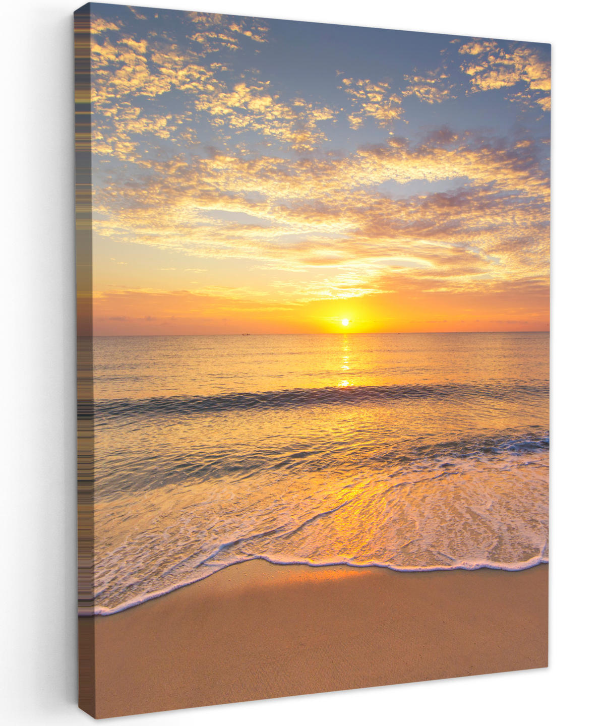 LEINWANDBILD Strand - Sonnenuntergang - Meer 60x80 cm - Gelb, Textil (60/80cm) - MuchoWow