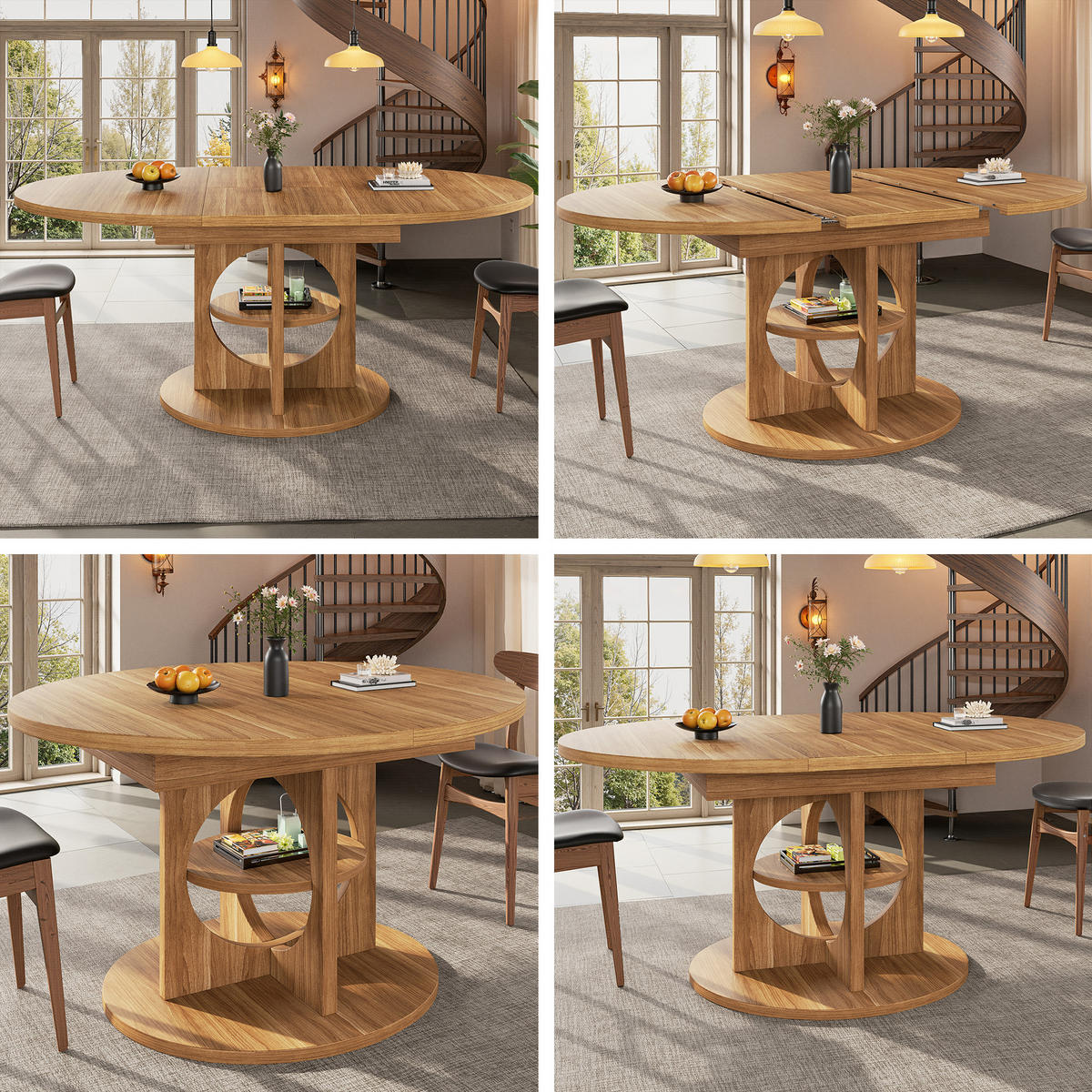ESSTISCH in Holzoptik Ausziehbarer Küchentisch mit Stauraum, Multifunktionstisch für Küche und Wohnzimmer, 110–150cm - Braun, Holzwerkstoff/Metall (150/110/76cm) - STILVORA