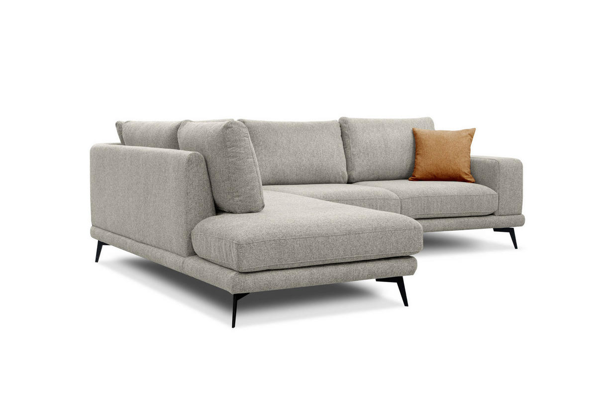 ECKSOFA MEDIOLANE 5-Sitzer, hellgrau - Hellgrau, Holzwerkstoff/Textil (219/282cm) - Courtois Laville