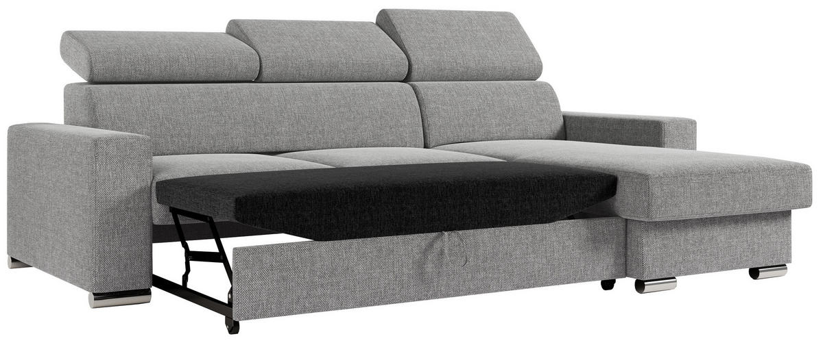 ECKSOFA FOX-L Grau - Silberfarben/Grau, Kunststoff/Textil (242/168cm) - MKS