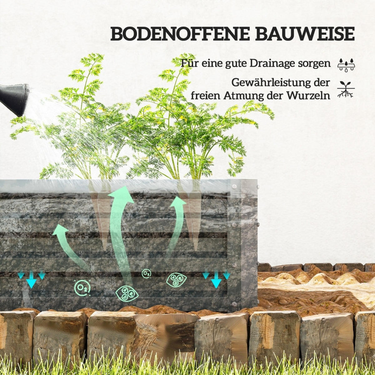 HOCHBEET Metall 2er Set 110x50x30 cm offen dunkelgrau - Dunkelgrau, Metall (110/30/50cm) - Fortuna Lai