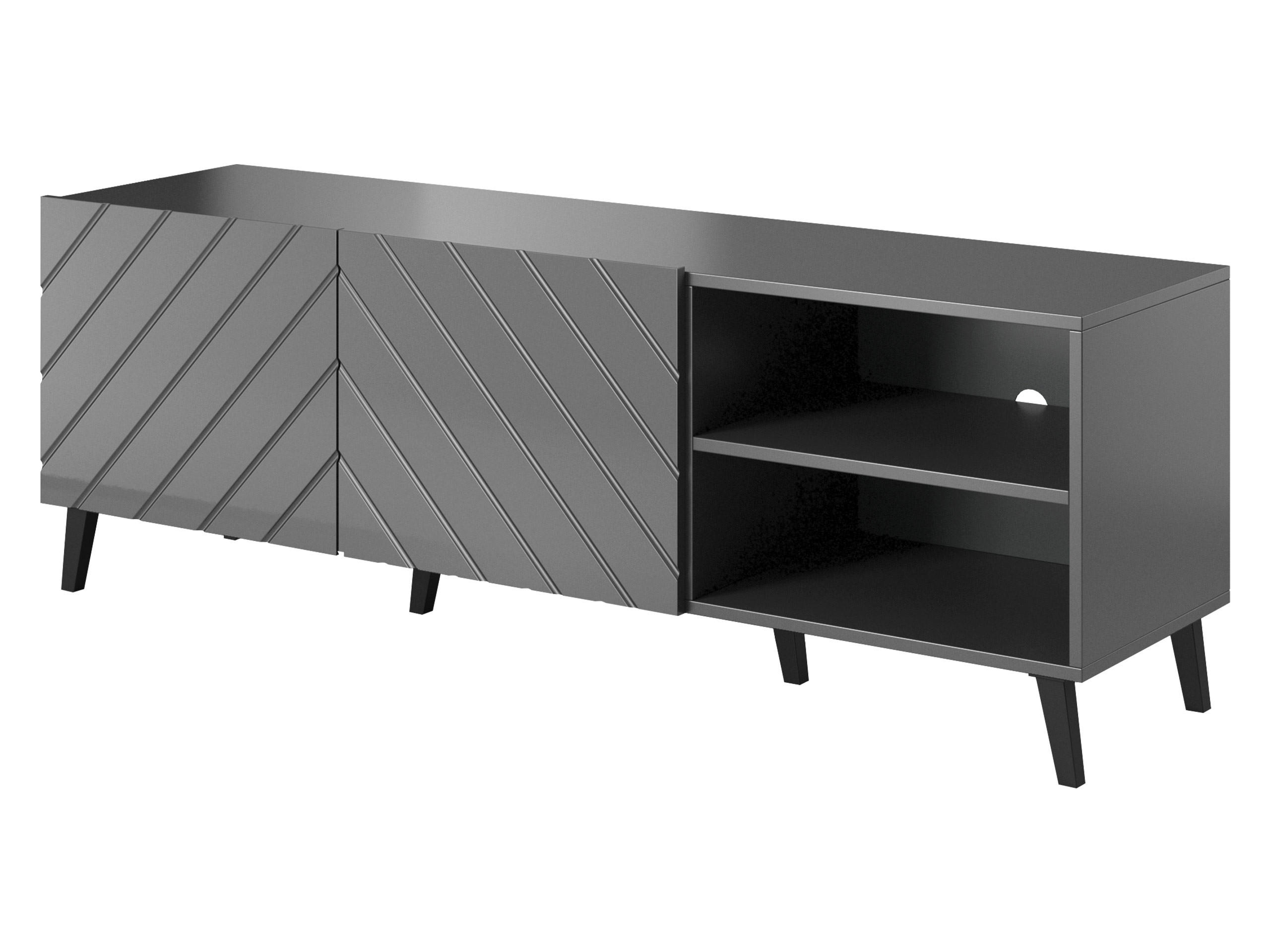 TV-LOWBOARD Abeto 150 - Weiß Hochglanz/Schwarz, Holzwerkstoff/Kunststoff (150/52/42cm) - MIRJAN24