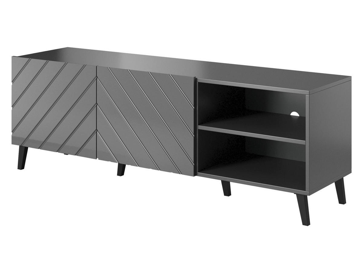 TV-LOWBOARD Abeto 150 - Weiß Hochglanz/Schwarz, Holzwerkstoff/Kunststoff (150/52/42cm) - MIRJAN24