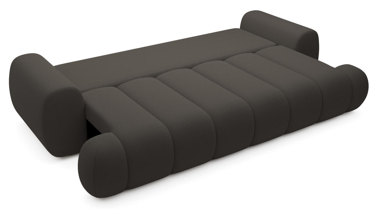 SOFA 260 cm mit Schlaffunktion Puro, Bettkasten, Modern Design, Dunkelgrau - Dunkelgrau, Holz (263/81/110cm) - Emporius